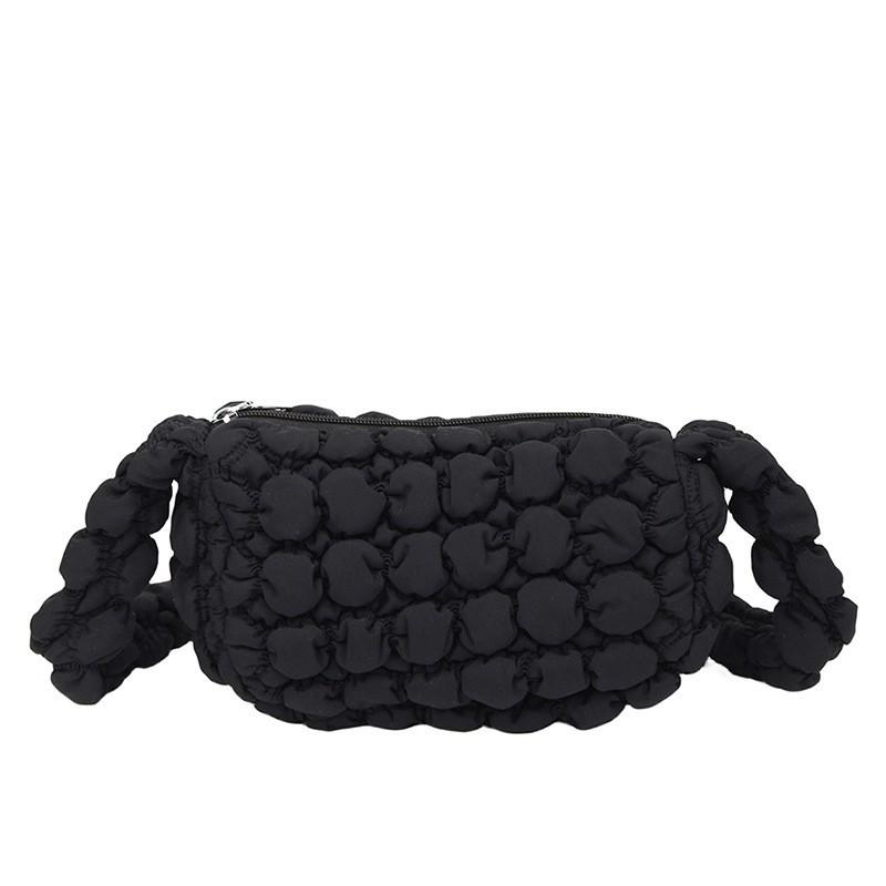 Korean Bag Women 2025 New All-matching Round Bubble Pleated Cross-body