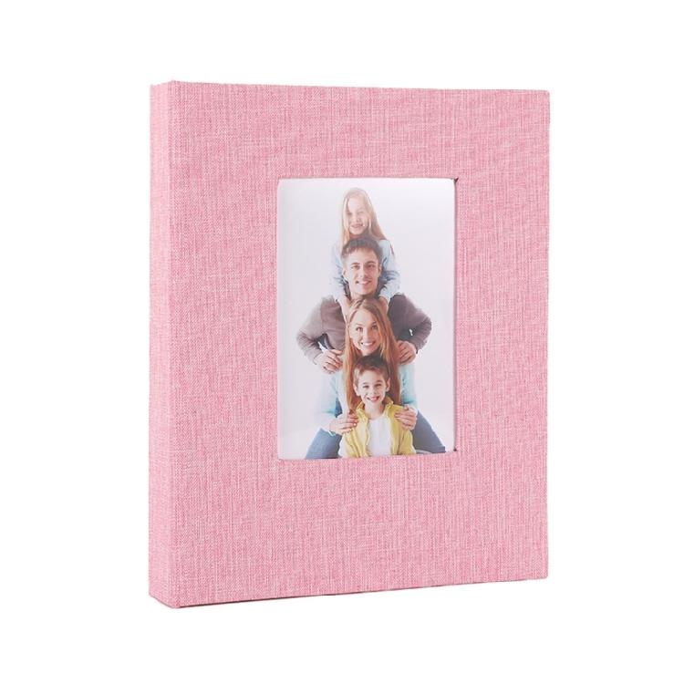 

Photo Album 4x6 Holds 144 Photos Slip-in Picture Album Linen Cover Memory Book with Front Window for Wedding Family розовый