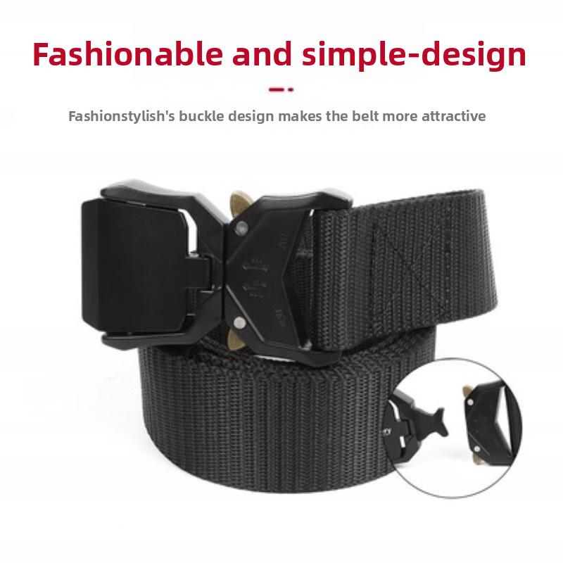 Tactical Belt Canvas Belt Men's Outdoor Quick-Release Elastic Buckle Belt Extended Belt for Mountaineering Military Training