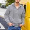Autumn Winter Men's Thickened Hooded Sweater Stand-up Collar Half-zipper Long-sleeved Casual Comfortable Skin-friendly Breathable Tops Sweatshirt