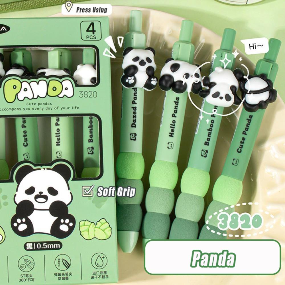 

4PCS/Box Capybara Neutral Pen Soft Grip Writing Tool Cartoon Ballpoint Pen School Office Panda