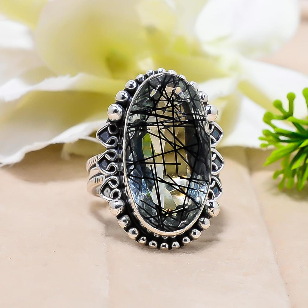 Copper Rutilated Quartz Handmade 925 Sterling Silver Gemstone Ring Stylish Handcrafted Statement Jewelry Perfect Birthday Gift