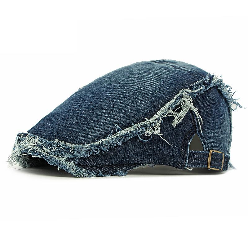 

Denim Beret Women s British Vintage Forward Cap Men Peaked Cap темно-синього кольору