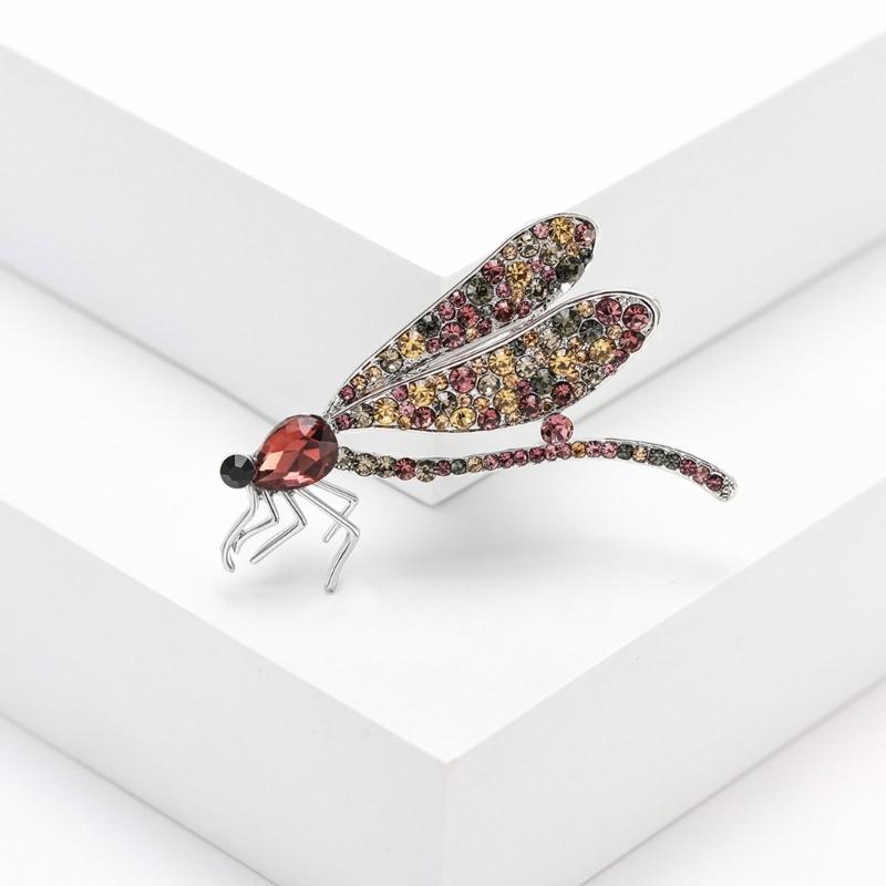 Exquisite Alloy Dragonflies Brooch Featuring Rhinestones Fashion Elegant Brooch Alloy Texture for Adding Sophistication