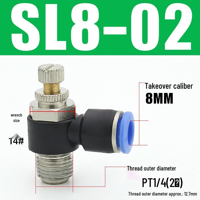 Air Tube Speed Control Connector JSC8-02 Throttle Valve SL6-M5/4/10-01-02