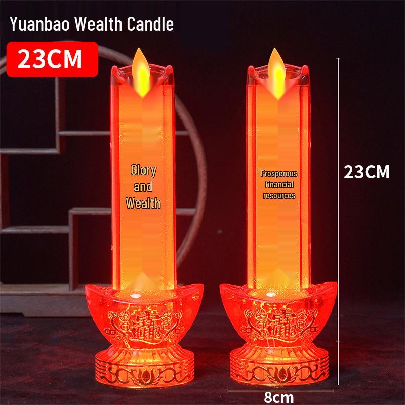 LED Electric Candle Light - Battery & Plug-in, Ideal for Home, Buddha Offering, or God of Wealth Lighting.