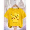 Süßes Pikachu Mode T-Shirt 3-14J Jungen Mädchen Sommer Kawaii Street Heiß Cartoon Lässig Rundhalsausschnitt Kinder