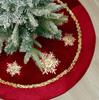 Christmas Red Velvet Tree Skirt with Gold Sequins