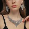 Fashion Jewelry Set Inlay Rhinestone Clavicle Chain Necklace Earring Set  Party