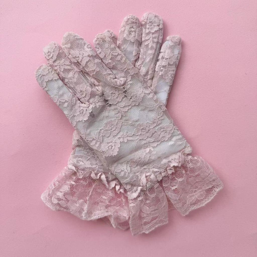 Elegant Lace Black Short Gloves - Summer Bridal, Driving, Cycling, Sun Protection