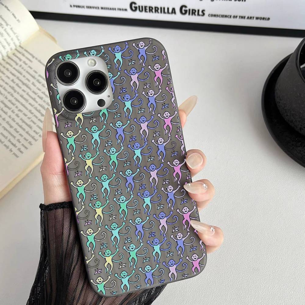 

R-Roller R-Rabbit Monkey For Phone 17 16 15 14 13 12 11 Pro Max Plus Pro Air Phone Case Corrugated Stripe Back Cover iPhone 16 plus
