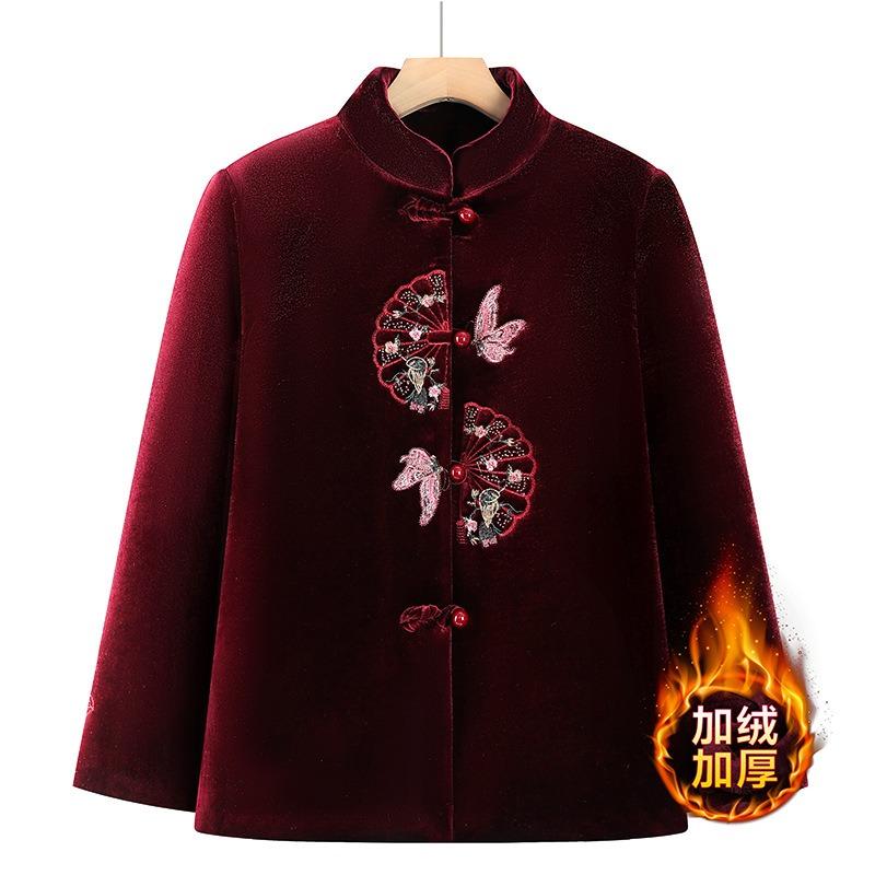 

Winter women s woolen jacket festive wedding party mother clothes 5XL [recommended 150-80kg] бордовый