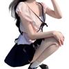 Sweet waist and thin bow strap v-neck short-sleeved T-shirt women's summer fashion age-reducing versatile small top