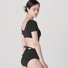 Loseuteuinseoul Martini Short Sleeve Monokini One-Piece Swimsuit Black