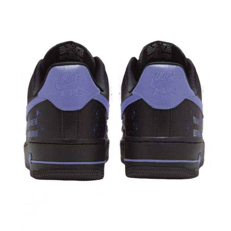 Nike Air Force 1 Abrasion Resistant Low top Skateboard Shoes Women's Black Purple HQ1180-001(Team352-)