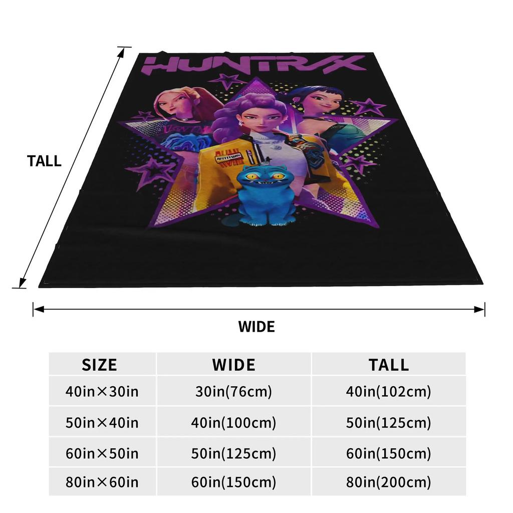 Kpop Demon Hunter Huntrix Girls Warm Soft Blanket Travel Plush Throw Blanket Novelty Couch Bed Flannel Bedspread Sofa Bed Cover