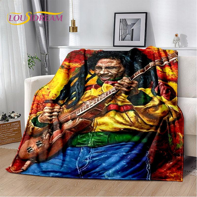 Bob Marley Reggae Music Jamaican Maple Leaf Plush Blanket,Flannel Blanket Throw Blanket for Living Room Bedroom Bed Sofa Picnic