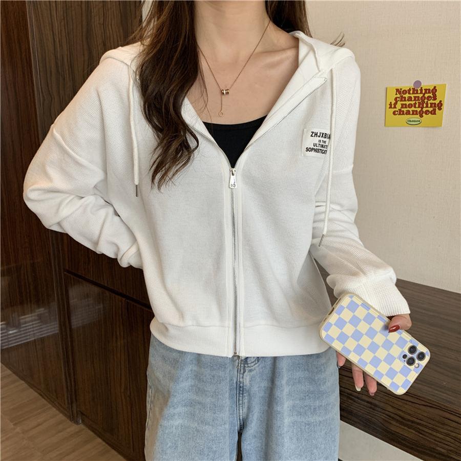 Women's Spring Autumn Thin Loose Short Sleeve Long Sleeve Hoodie Casual Sports Jacket