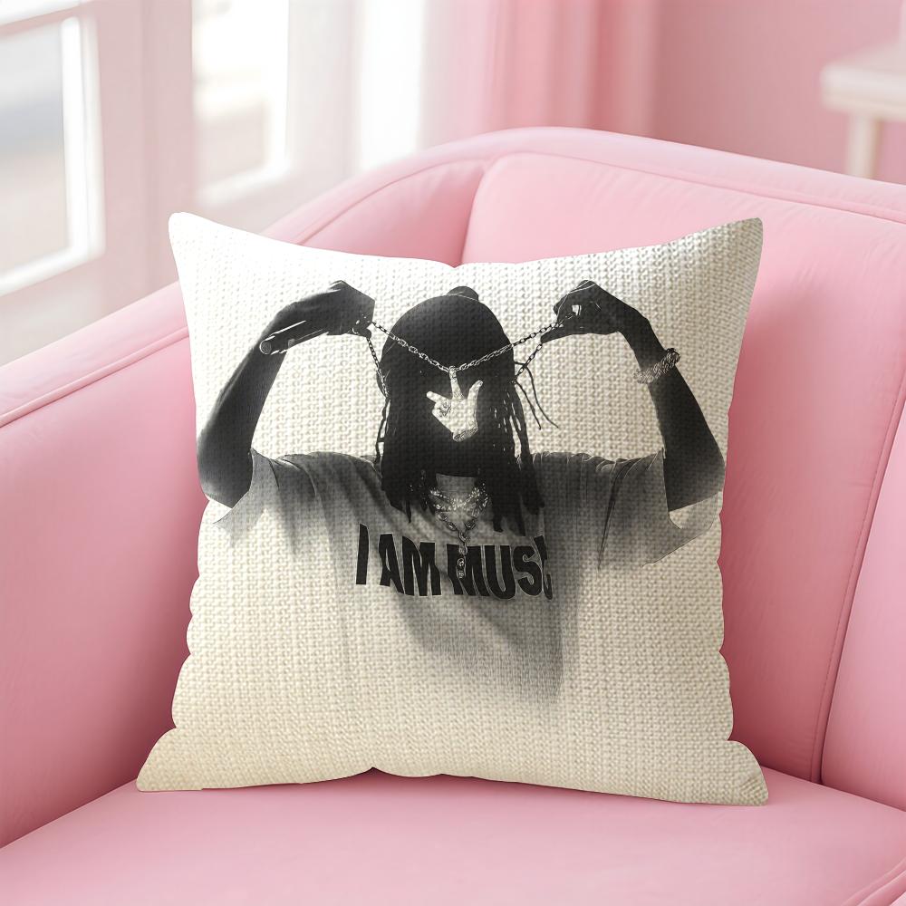 

PPlayboi CartiI Rapper Cushion Cover Natural Linen Pillow Case DoubleSided Print Decorative Sofa Pillowcase Home Decor Gift 30x30cm