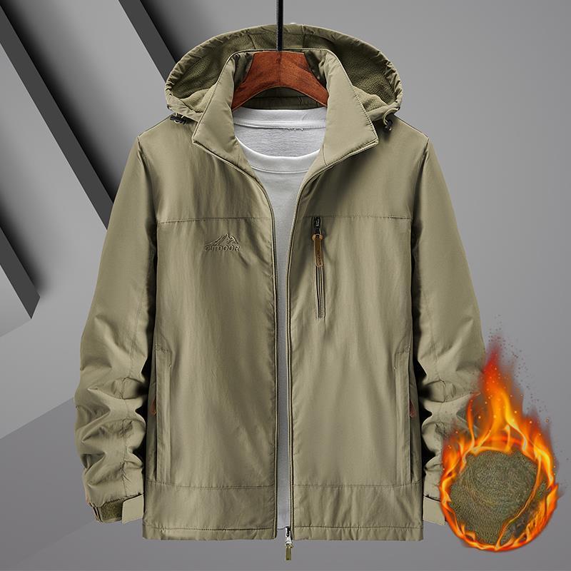 Giacca Casual da Esterno in Velluto Invernale da Uomo Giacca da Uomo Mezza Età Antivento Impermeabile Traspirante