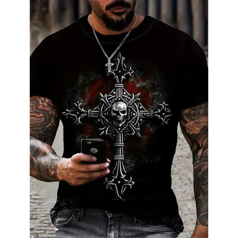 Horror Death Satan Pattern T shirts For Men/Women 3D Print Street Trend T-shirts Summer Oversized Man Clothing Short Sleeve Tops