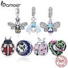 Bamoer Ladybug Metal Beads for Women Jewelry Making 925 Silver Red Enamel Charm Fit Bracelet DIY SCC1481