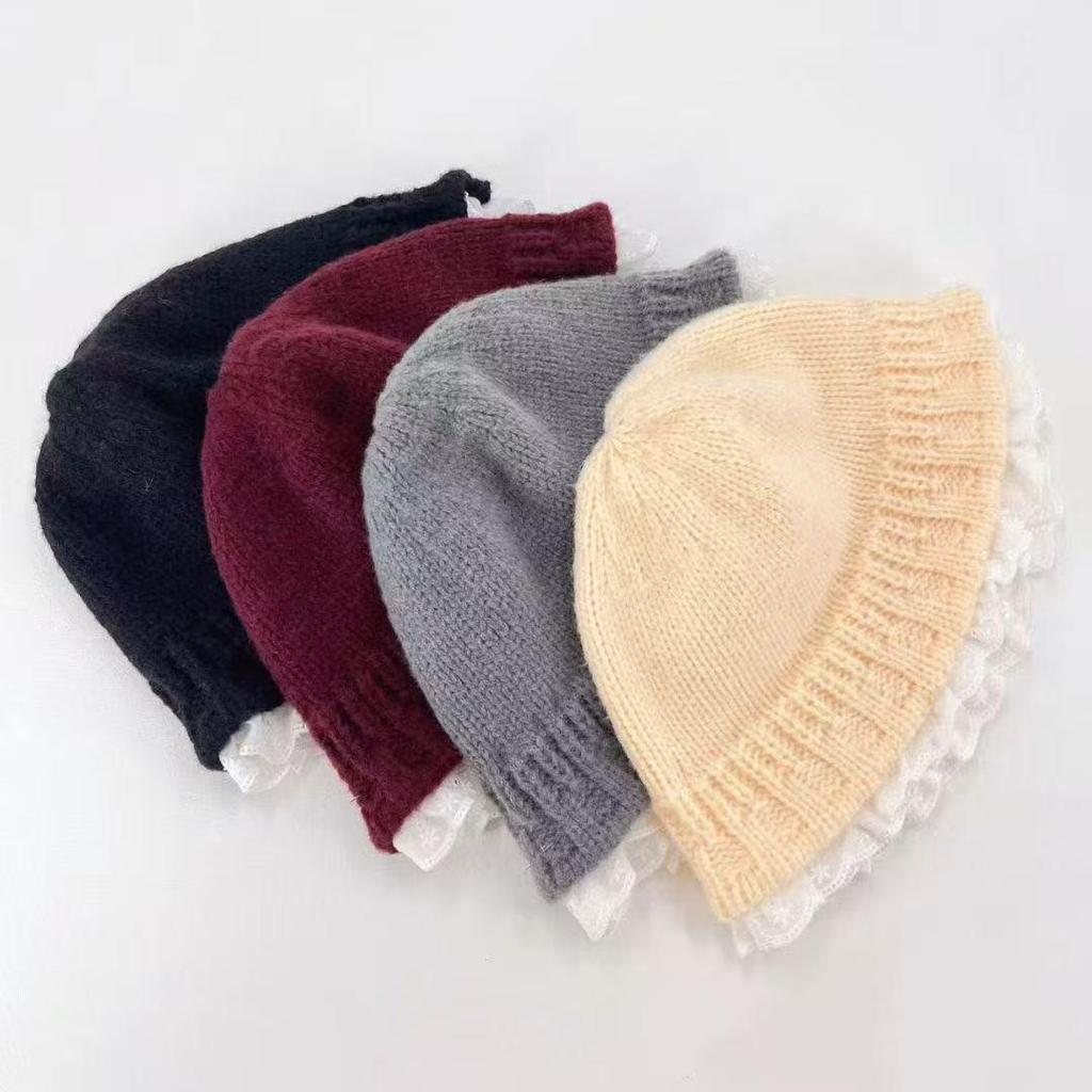 Lace Ruffle Edge Knitted Fisherman Hat: Women's Sweet & Warm Autumn/Winter Accessory 2025