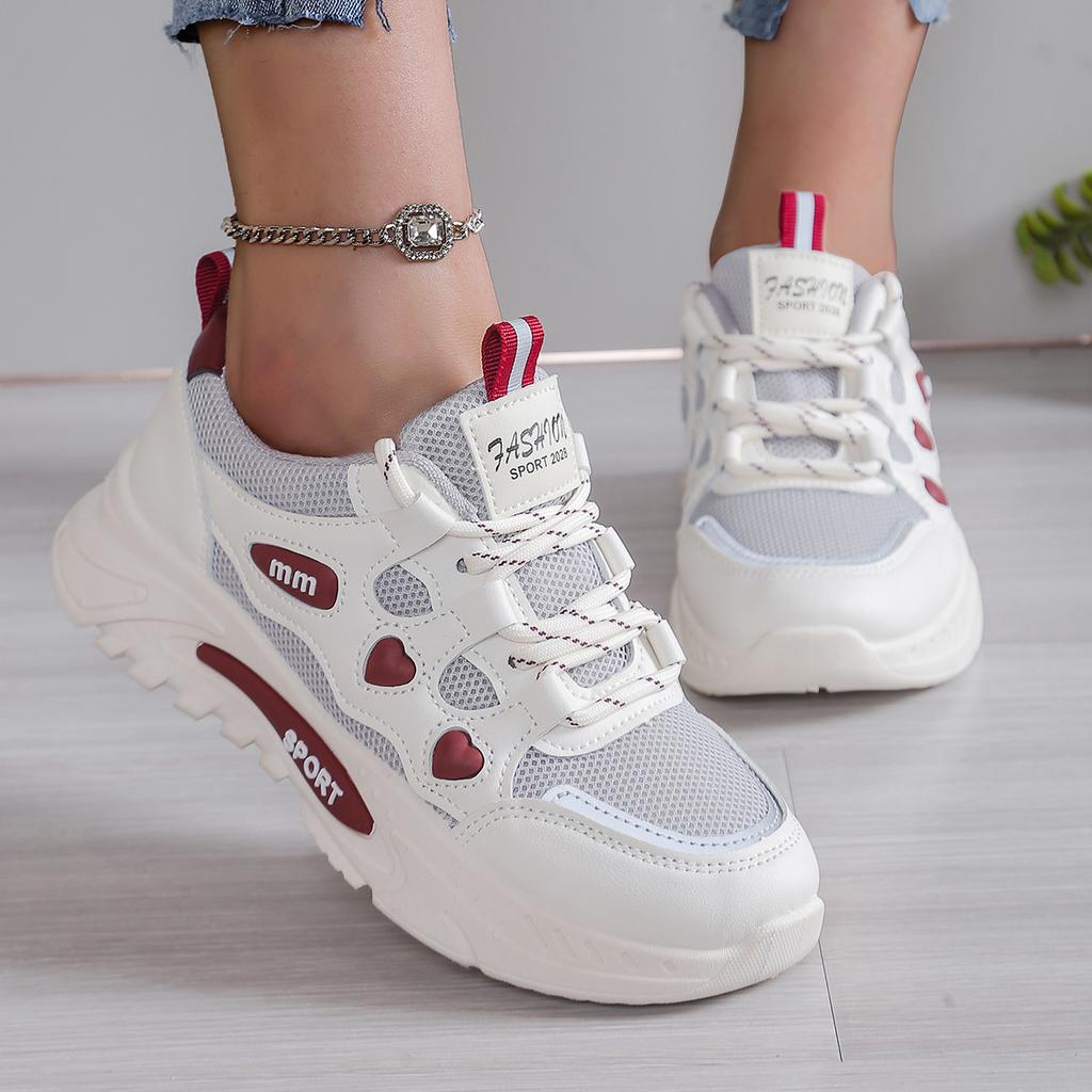 New lace-up casual sports shoes wear-resistant and non-slip dad shoes flat-bottomed breathable student shoes soft sole