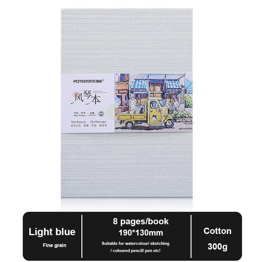 POTENTATE 300Gsm Watercolor Folded Drawing Pad Organ Sketchbook Notebook Cold Press Paper Portable Travel Hand-painted Beginner