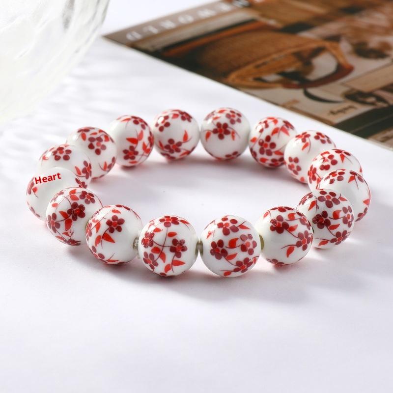 Vintage Blue And White Porcelain Ceramic Beads Strand Bracelet For Women Classic Elegant Wedding Jewelry Daily Accessories