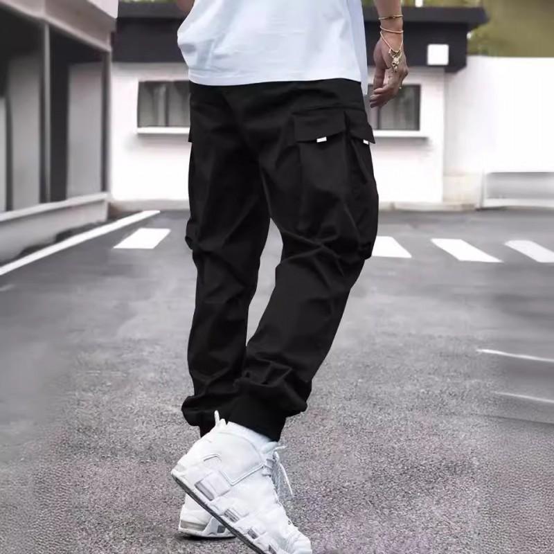 Mens Vintage Workwear Cargo Pants Loose Fit Straight Leg Printed Trousers Fall Outdoor Activity