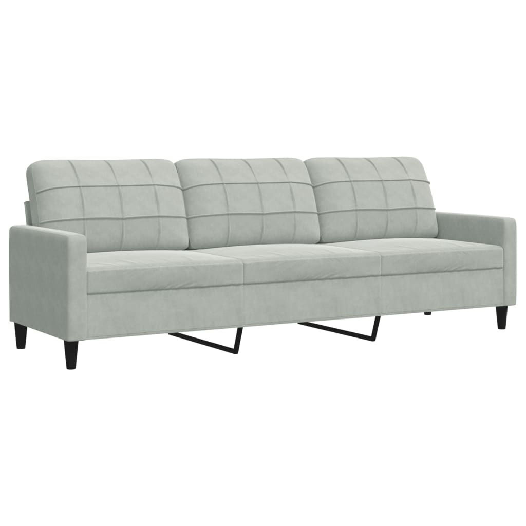 Vidaxl Sofa 3-Osobowa, Jasnoszary, 210 Cm, Obita Aksamitem
