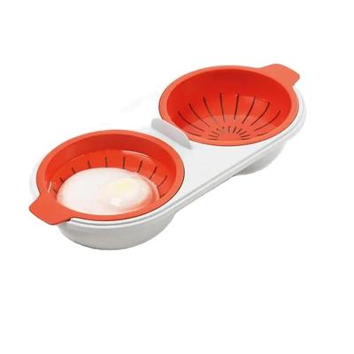 Cozedor de Ovos para Micro-ondas Utensílios de Cozinha de Grau Alimentício Duplo Copo Cozedor de Ovos Conjunto de Ovos Cozidos no Vapor para Cozinha Ferramentas de Cozinha para Fornos de Micro-ondas