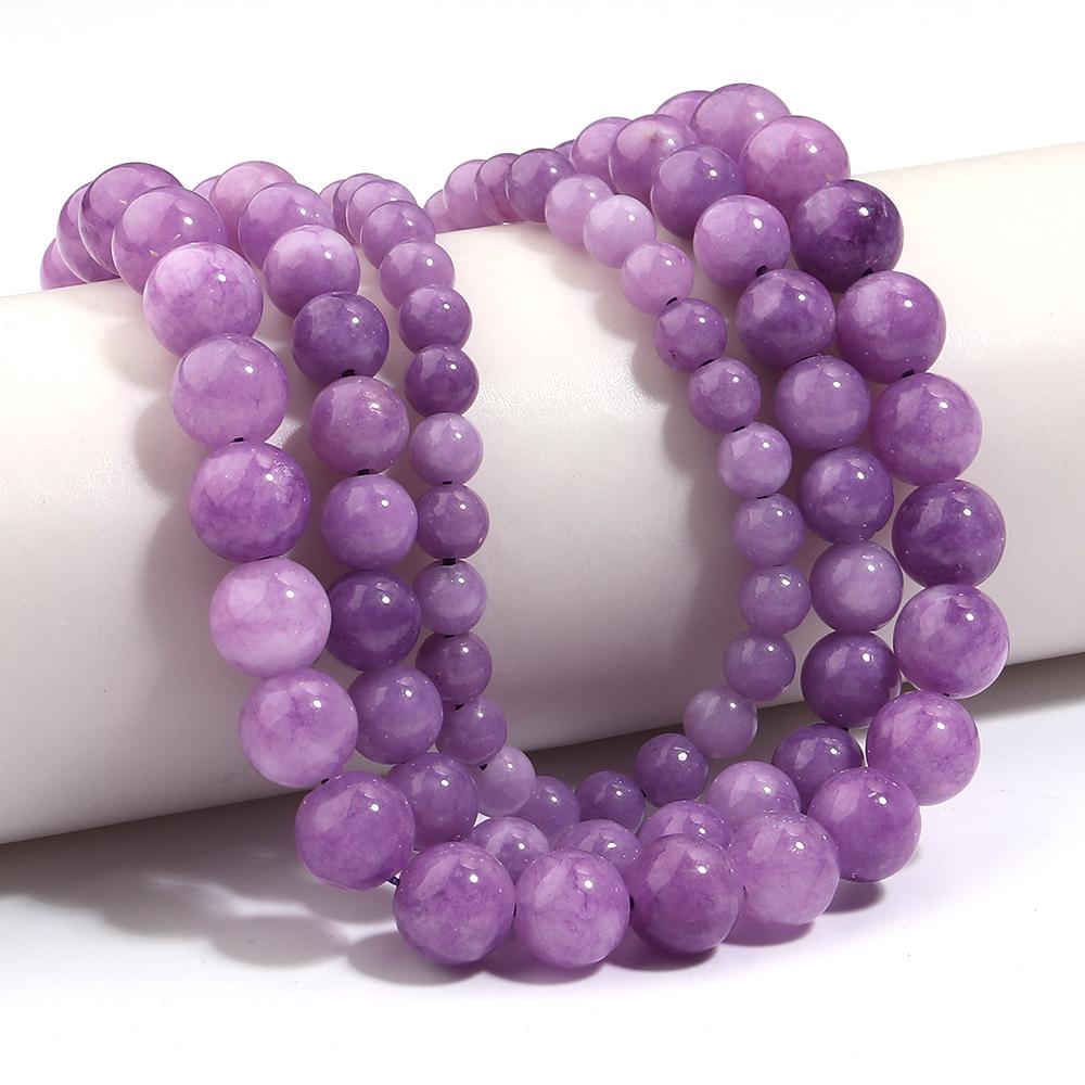 6 8 10mm Natural Stone Chalcedony Beads Light Purple Round Loose Spacer Beads For Jewelry Making DIY Necklace Bracelets Findings