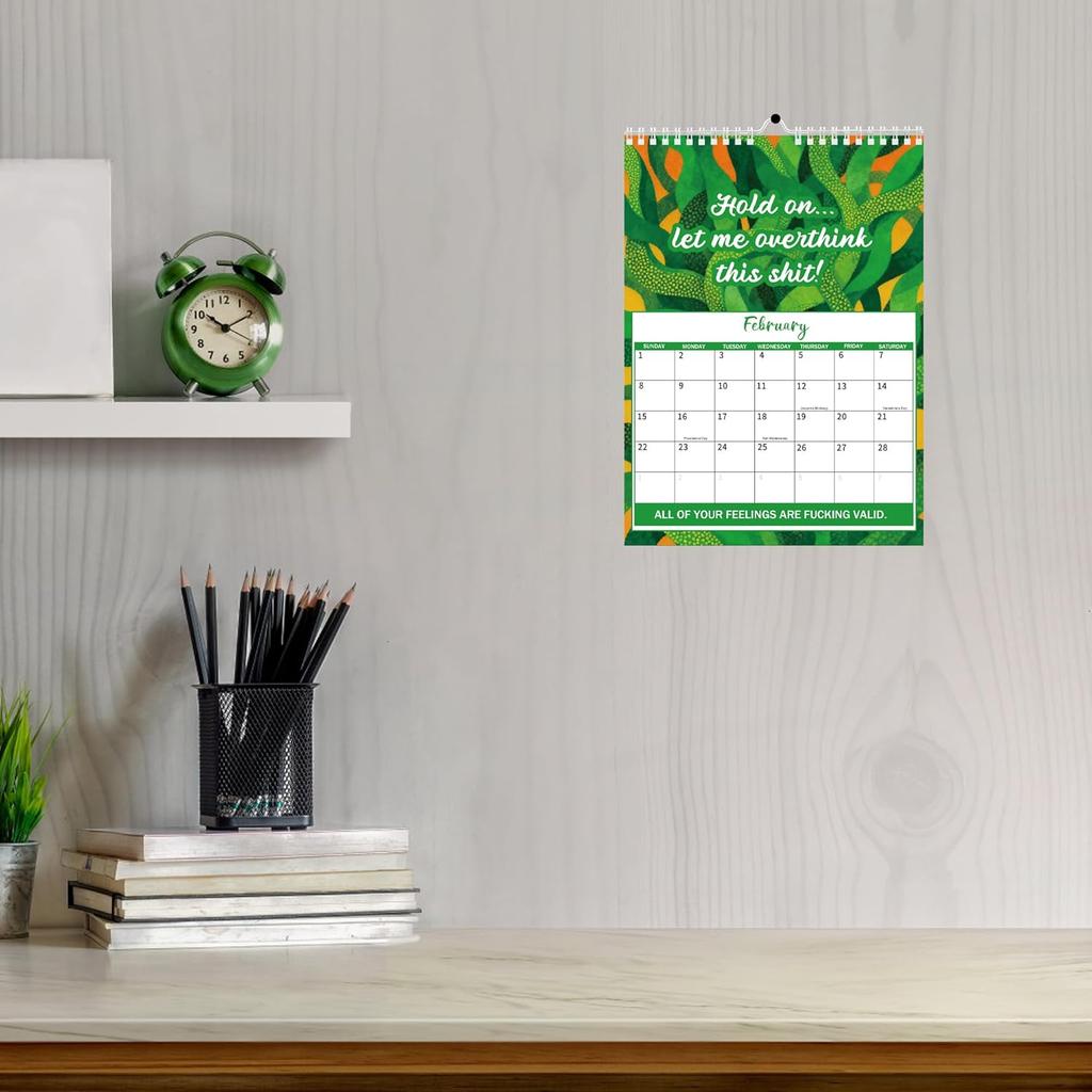 2026 Funny Mental Health Calendar, 12 Monthly Sweary Affirmations for Anxiety & Depression, Humorous Demotivational Quotes Planner, Motivational Cuss