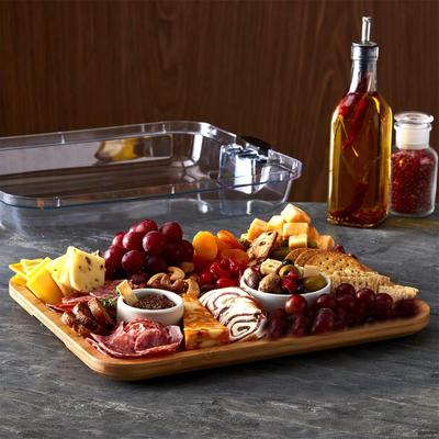 Wooden Chopping Board Cheese Board Tray with Clear Lid Portable Multifunctional Food Prep Accessories for Meat Vegetable Salad
