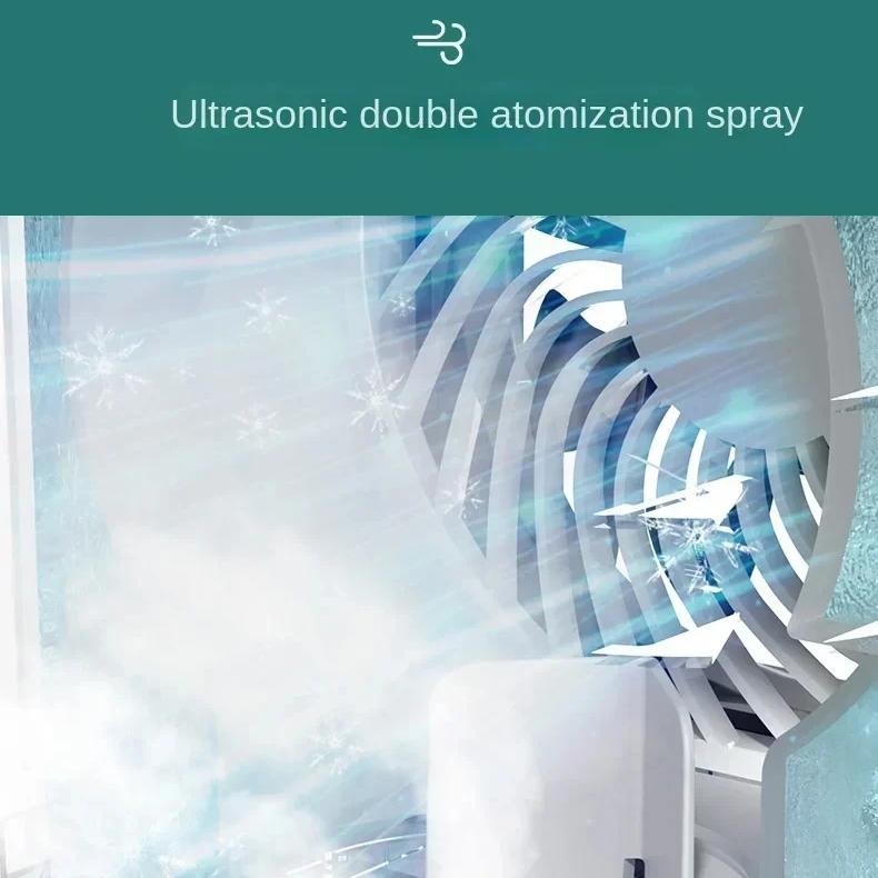 Air Conditioner Portable Fan Desktop Dual Spray Ultrasonic Atomization 3-Speed Mute Air Cooler Night Light Electric Fan