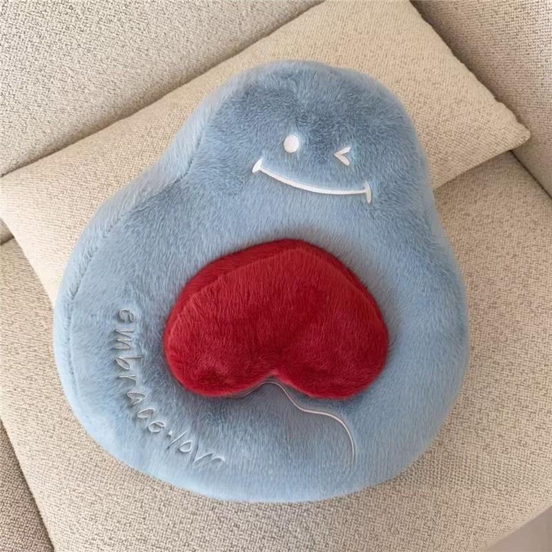 Cute Embrace Smile Face Heart Pillow With Pp Cotton Fill For Valentines Day Lounge Decor