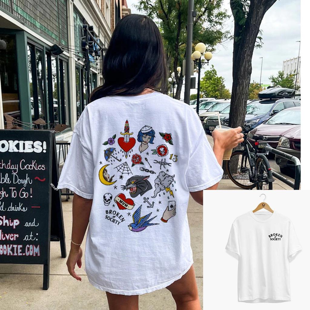 Tattoo Brew Tattoo Art Retro Style Summer Casual T-Shirt Men's and Women's Luxury Brand Top 2026