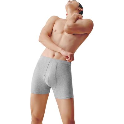 THREEGUN [7A Original Yarn Antibacterial] Pure Cotton Loose Boxer Briefs for Men, Breathable High-Waist Large Size Flat-Angle Pants [Pack of 3]