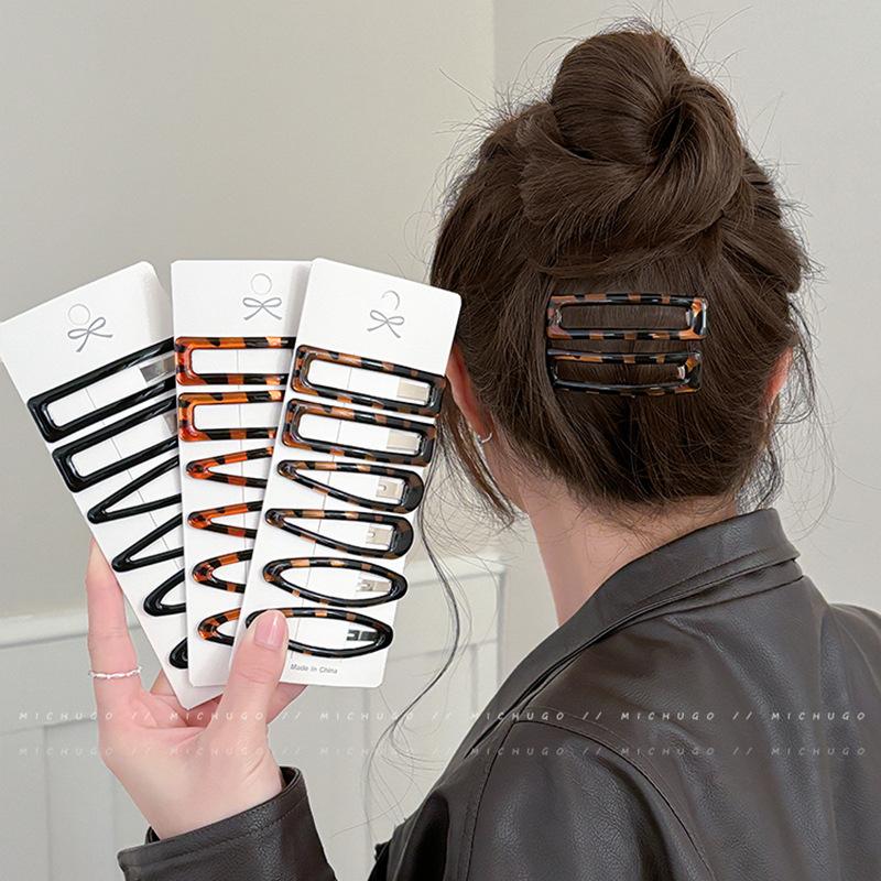 6pcs/set Vintage Amber Hair Clip for Women Temperament Side Bangs Clip Girl BB Clip