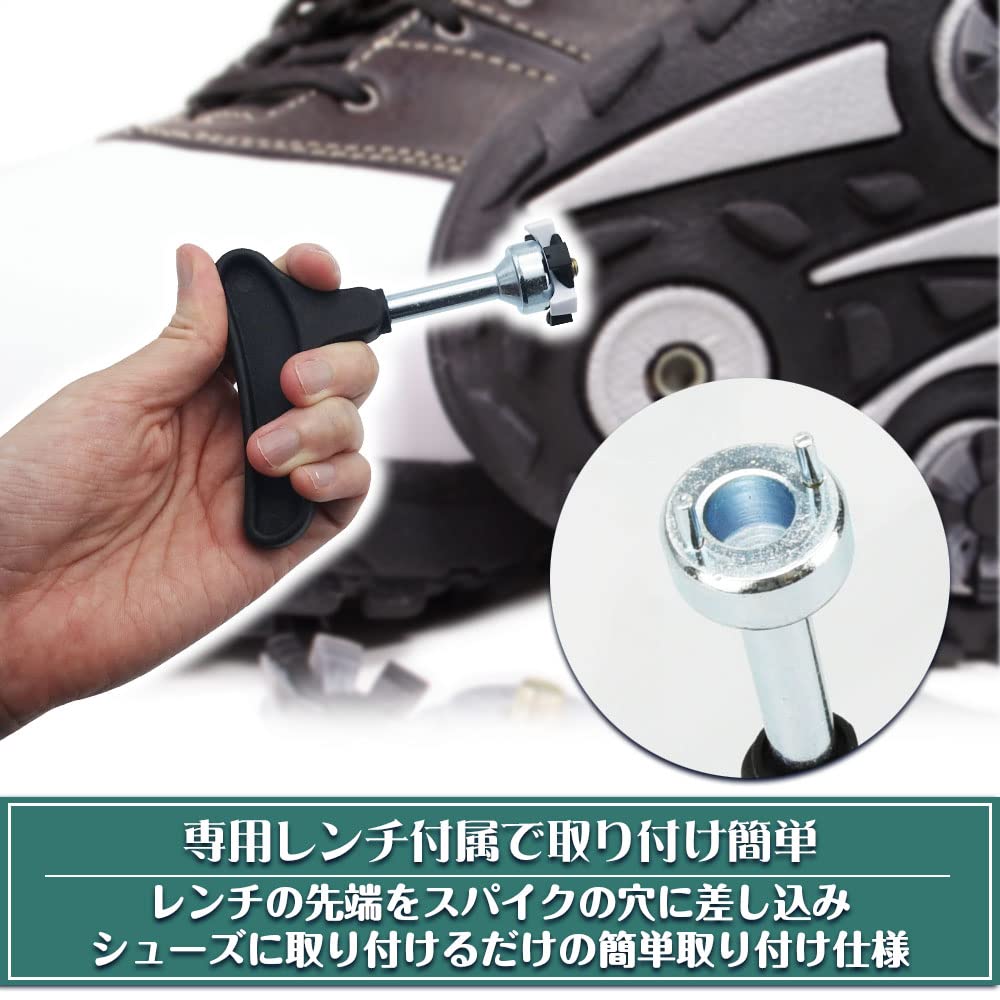 Rubber spikes for golf shoes, 18 pieces, spike wrench, storage bag, 3-piece set, replacement, easy to install