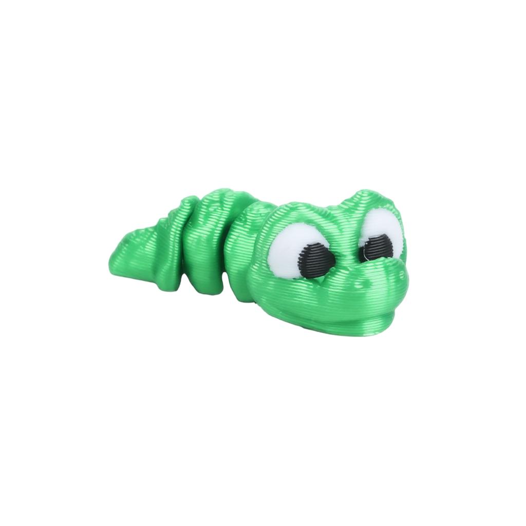 3D Printed Green Snake Toy for Kids - Cute Animal Figurine