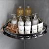Estante de aleación de aluminio para champú Estante de baño Organizador de almacenamiento de maquillaje Estante de ducha Accesorios de baño Estante de esquina para pared sin taladro