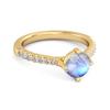 Moonstone Classic Pave Solitaire Ring - 925 Sterling Silver Gold Vermeil