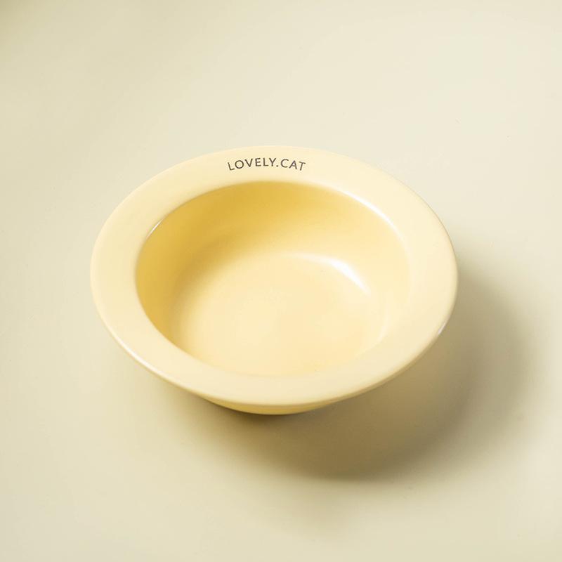 Ceramic Cat and Dog Bowl Flying Saucer Pet Bowl Anti-Black Chin Cat and Dog Food Bowl Drinking Water Slow Food Bowl