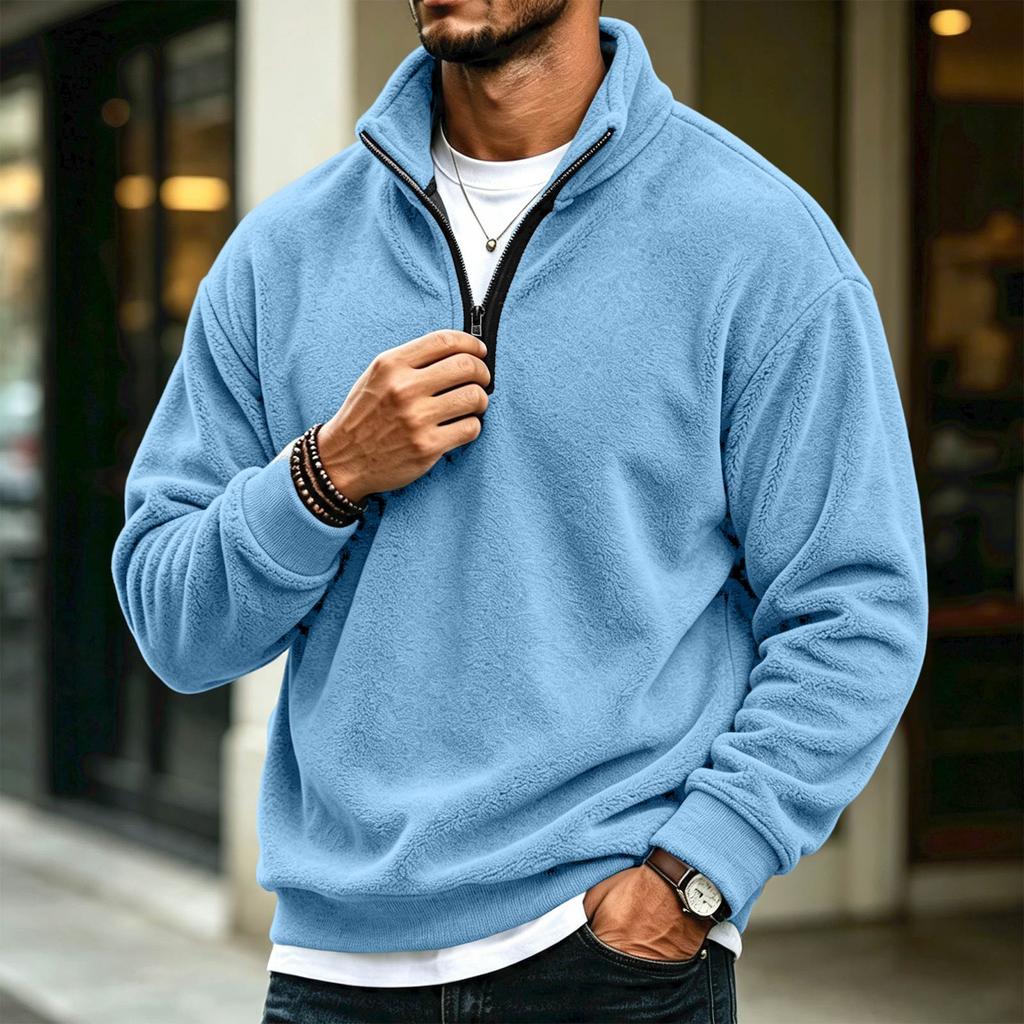Men's Casual Quarter-Zip Long Sleeve Sweatshirt