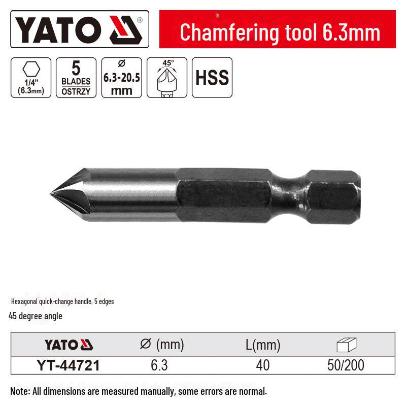 

YATO Фреза зенковочная пятигранная 45° для снятия фаски и заусенцев