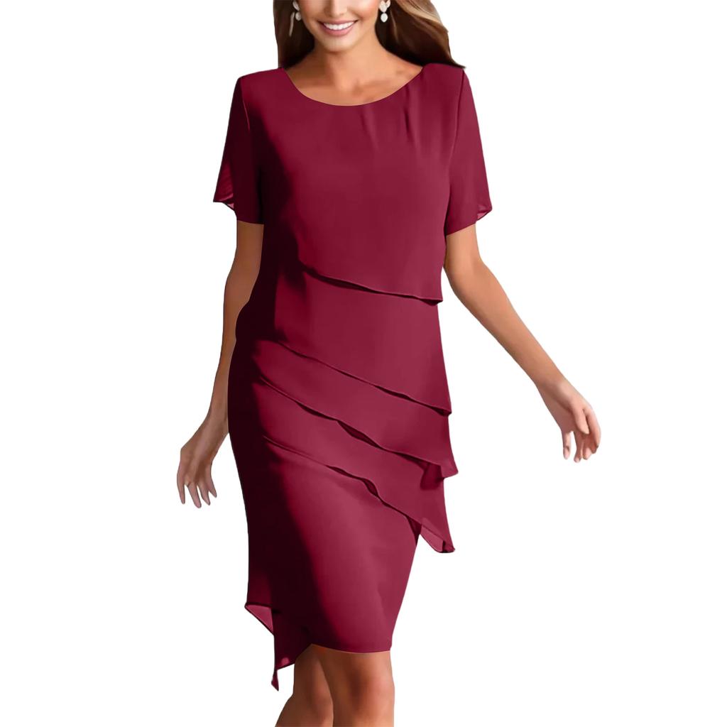 Layered Chiffon Maxi Dresses for Women Elegant Short Sleeve Summer Dresses for Women Flowy Womens Dresses for Special Occasions