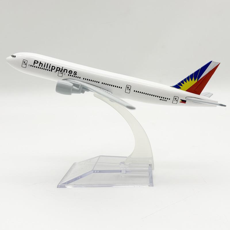 16cm Airplane Toy 1/400 Scale Philippines B777 Diecast Metal Plane Model Kit with Stand for Display Collection or Aviation Gift